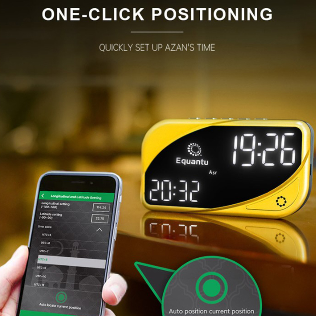 Islamic Azan Clock Table Desk Prayer Counter Islam Pray Compact Alarm Clock