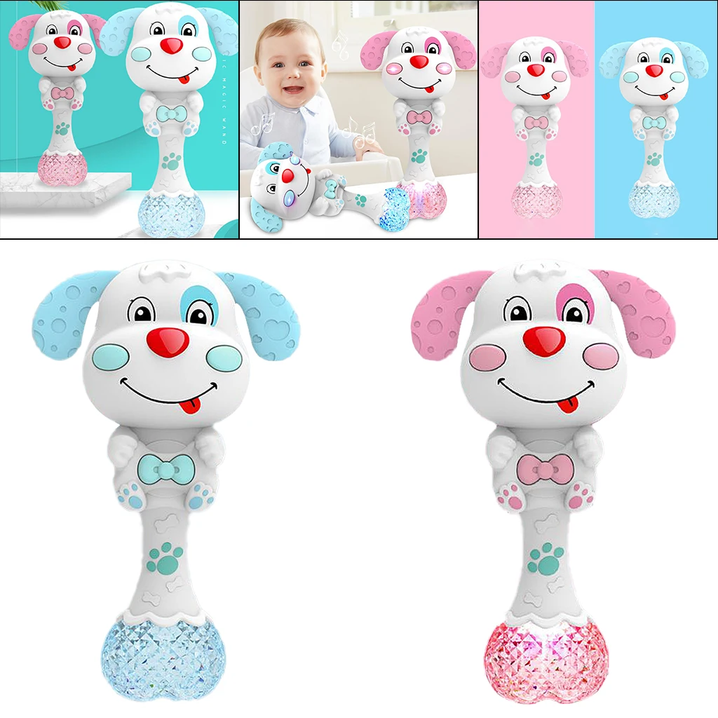 Baby Rattle Teether Infants Teether Play Toys Electronic Grab Shaker with Music & Light for 3 - 12 Month Tunes Musical Toy