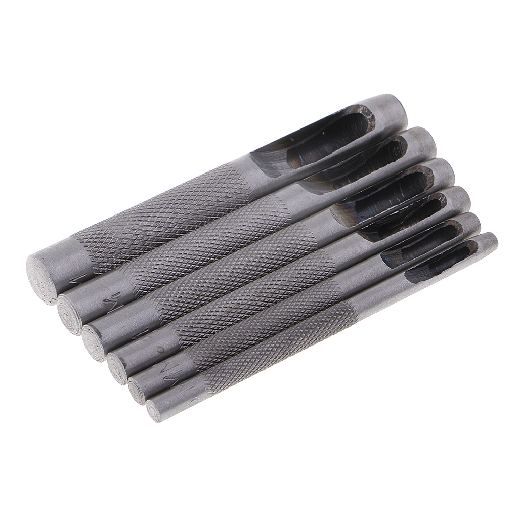 6Pcs/set Leather Hole Puncher Hollow Round Punch Tool Strap Belt Stitching 3mm-8mm