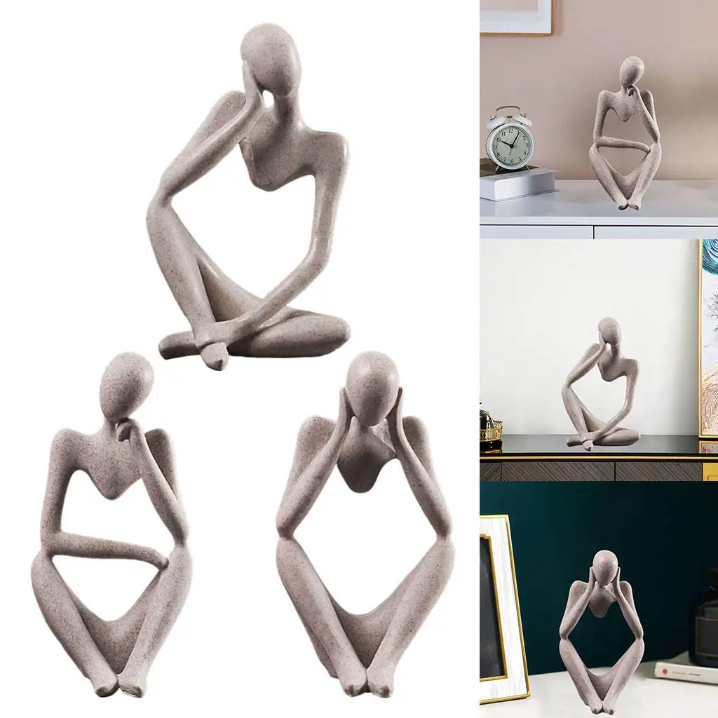 Abstract Thinker Statue Sculpture Nordic Resin Thinker Character Figurine European Style Office Home Decor Accessories