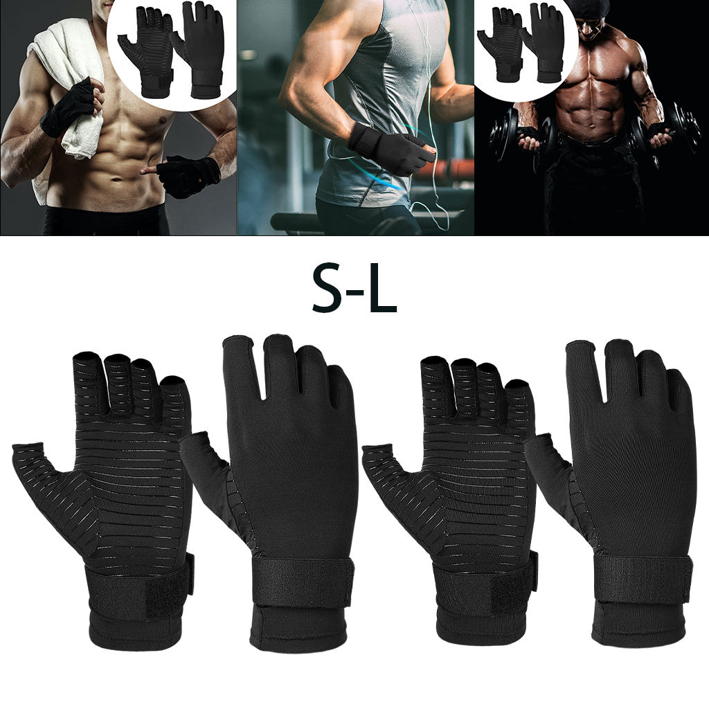 Copper Compression Gloves Adjustable Fitness Arthritis Gloves for Computer Typing Dailywork Aid Recovery Relieve Hand Pain