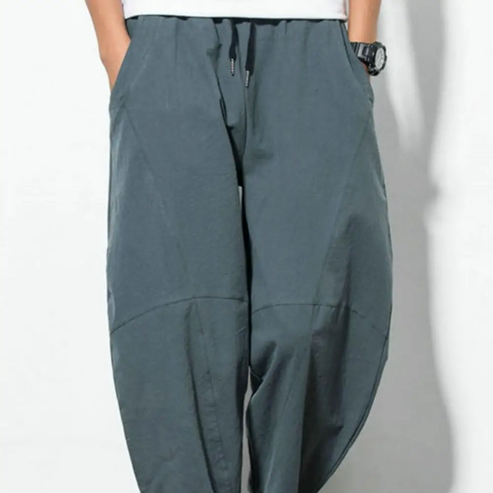 Hot sales！Fashionable Beach Pants Comfortable Wind-proof Men Summer Linen Trouser Casual Pants harem pants