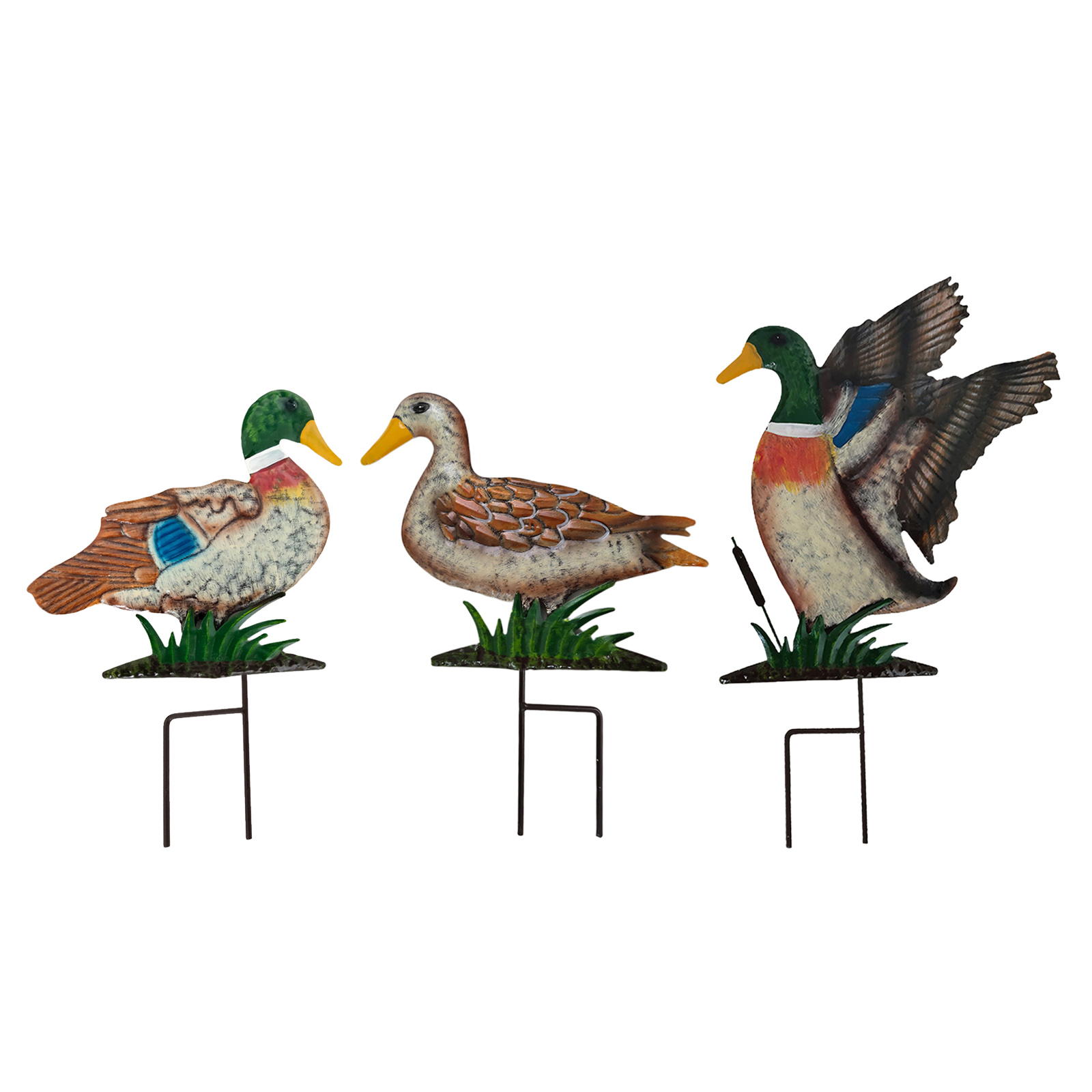 Duck Shape Metal Garden Stake Patio Decor Ornament Accessories