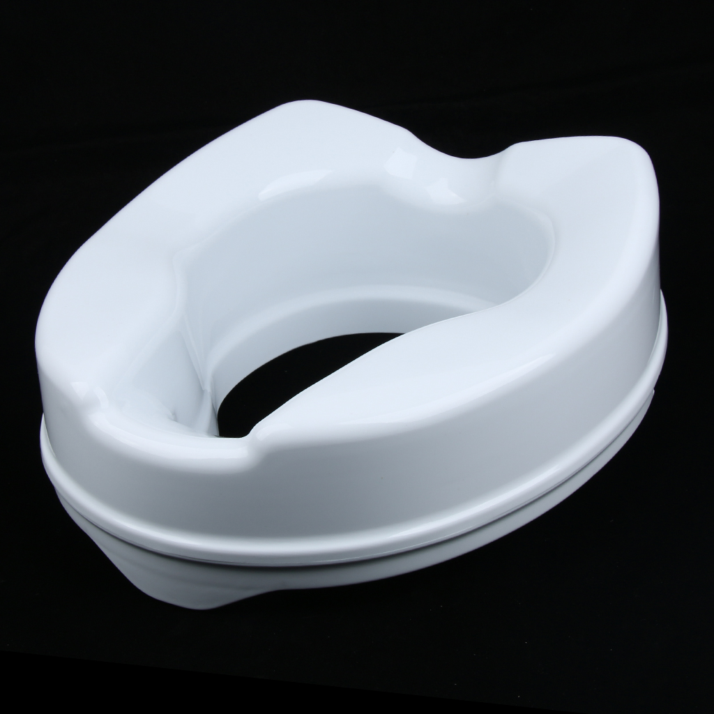 Portable Plastic Toilet Seat Riser Raised Elevated Safety White without Cover - 4 Inch