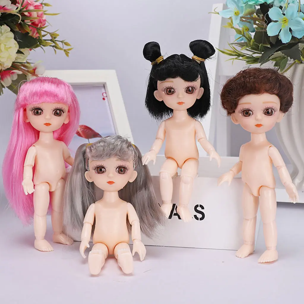 13 Joints Customized 16cm Ball Jointed Doll Body, with 3D Big Eyes and Wig, Figues for BJD Doll Custimizing DIY Making 13 Joints Customized 16cm Ball Jointed Doll Body, with 3D Big Eyes and Wig, Figues for BJD Doll Custimizing DIY Making