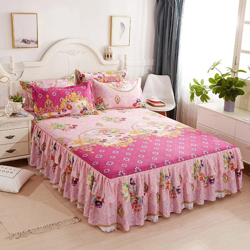 Details about   Flower Floral Bed Skirt Dust Ruffle Bedspread Or 2 Pillowcases All Sizes Bedding 
