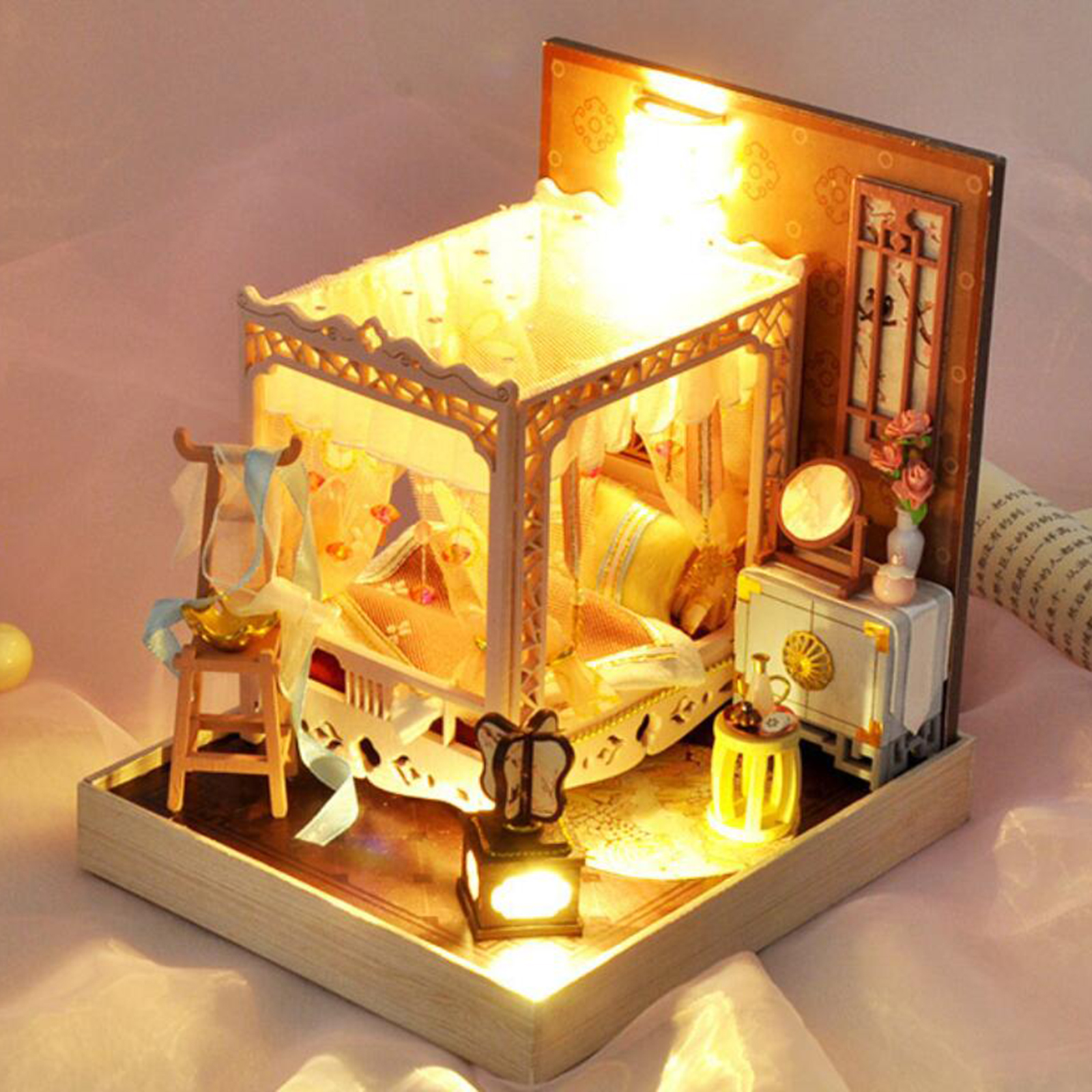 DIY Wooden Miniature Dollhouse Kids Home Toys Doll Houses Miniature