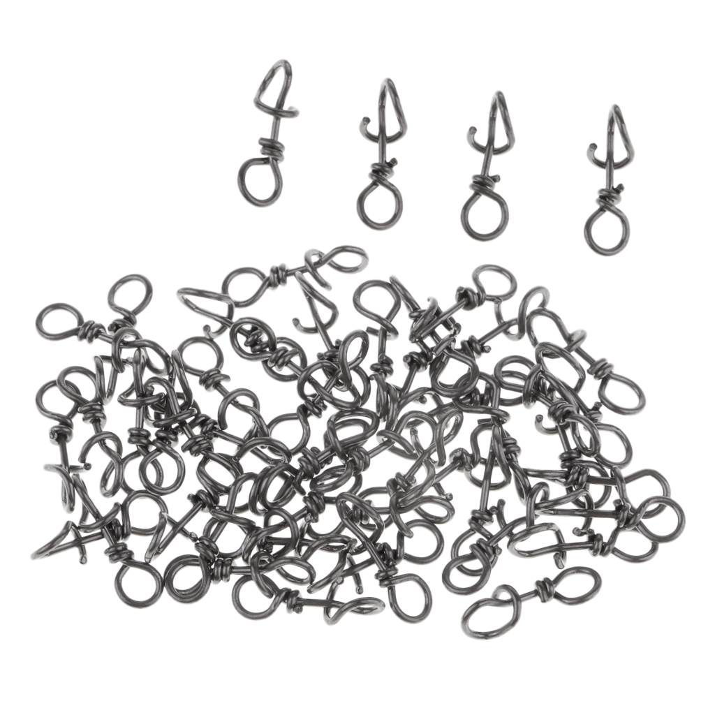 50 Pcs Fast Connecting Clips Fishing  Snaps Clips Swivels Connectors