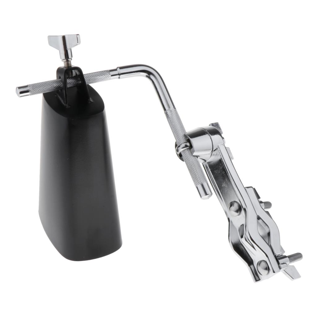 6 Inch Cowbell for Drumset with Mounting Bracket, Metal Black Finish Cow Bell