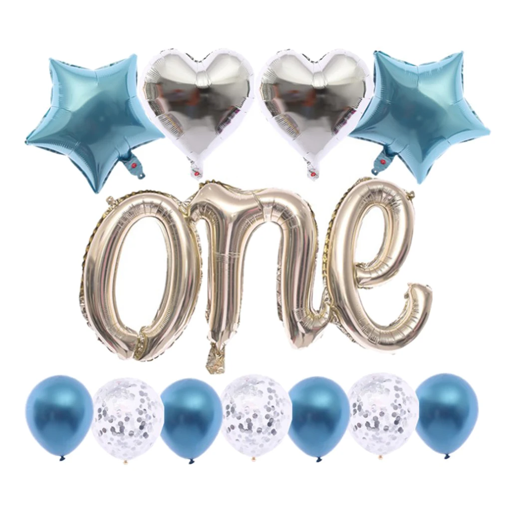 Cute One Anniversary Balloons Babies 1st Birthday Party Decor Ornaments Kit