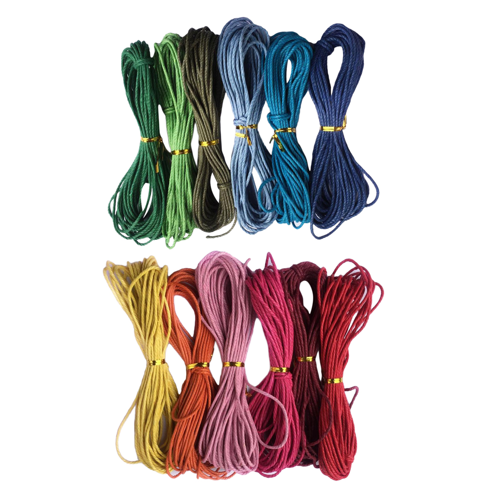 12pcs 2mm Twist Waxed Cotton Cord Beading Jewelry Making Crafting String Rope