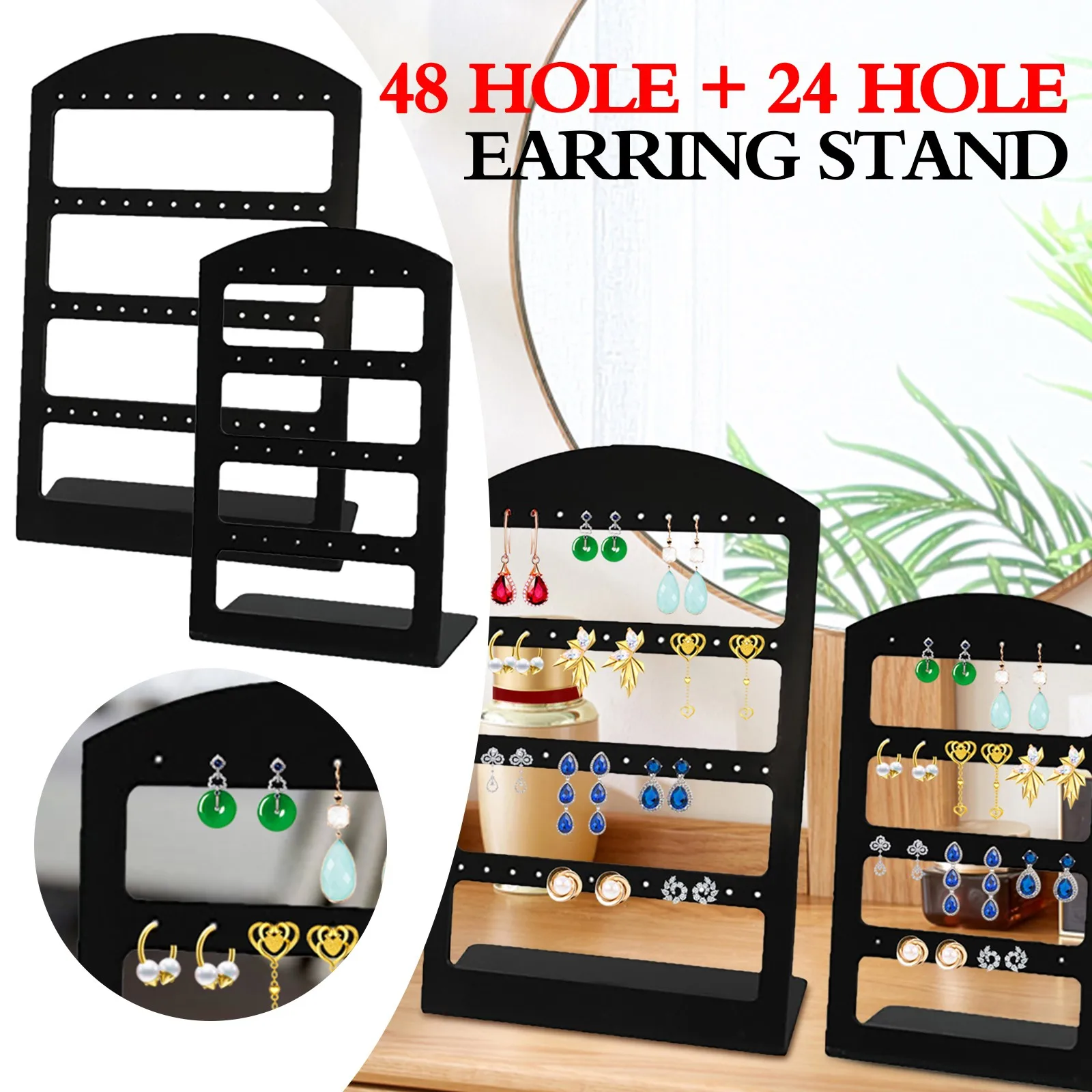 24/48 Holes Plastic Earrings Display Stand ewelry Holder Show Case Tool Rack NEW 