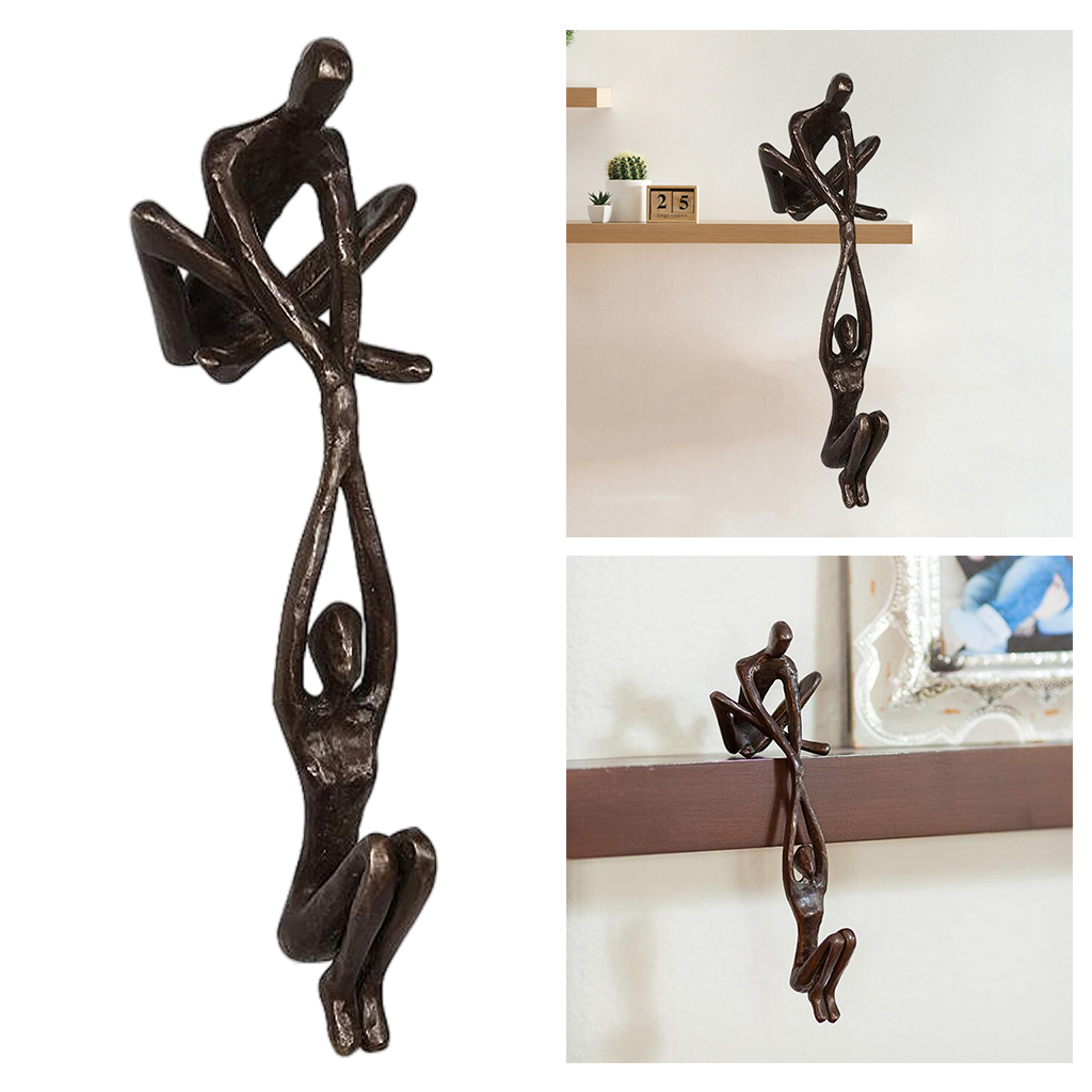 Contemporary Resin Shelf Decor Sculpture Man Lifting Woman from Edge, Living Room TV Shelf Indoor Outdoor Wedding Ornaments