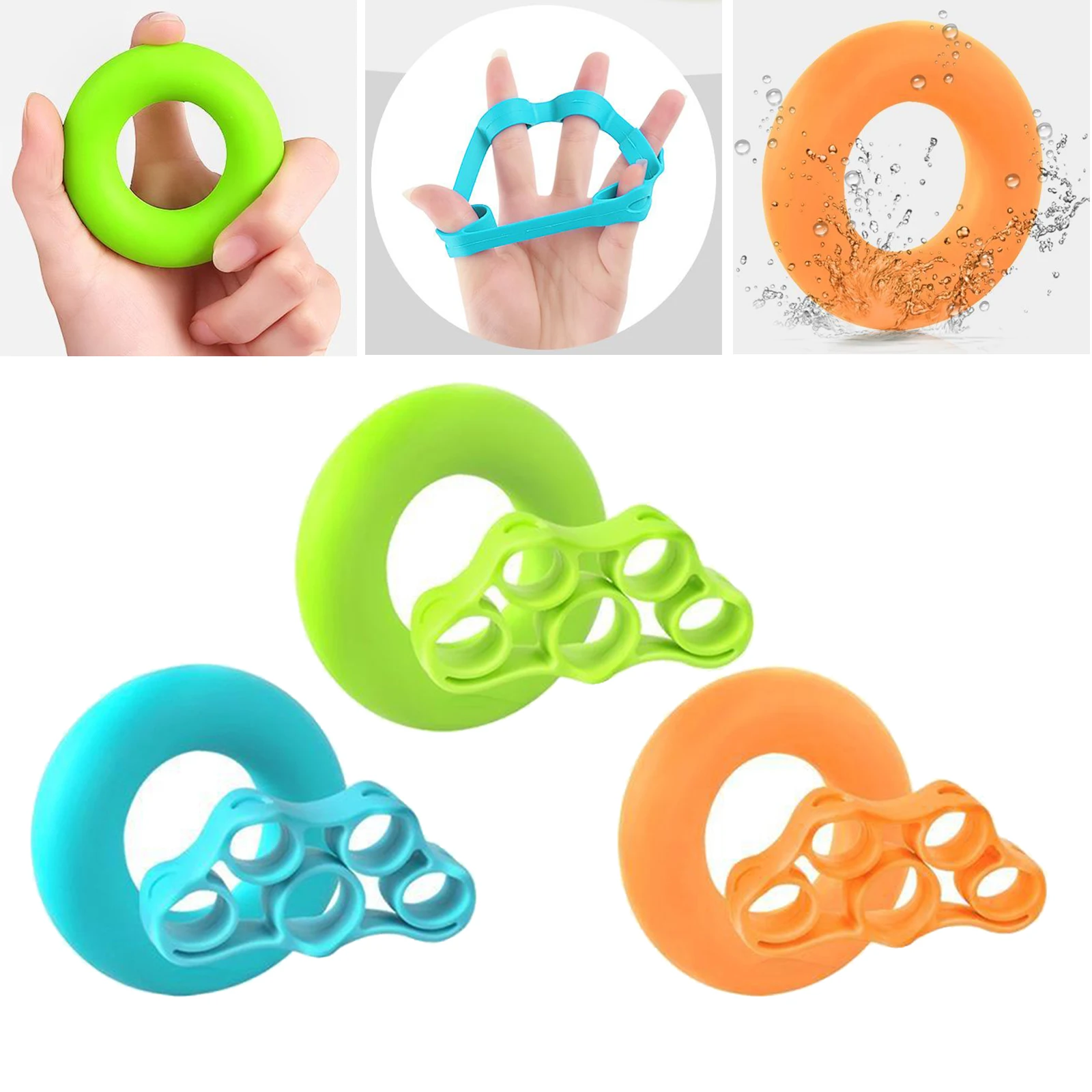 Finger Strengtheners Hand Grip Ring Workout Kit 6 Pack Finger Hand Exerciser Strength Extensor Trainer 3 Resistance Levels Easy Medium Heavy Increase Strength Improve Dexterity Relieve Wrist Pain 