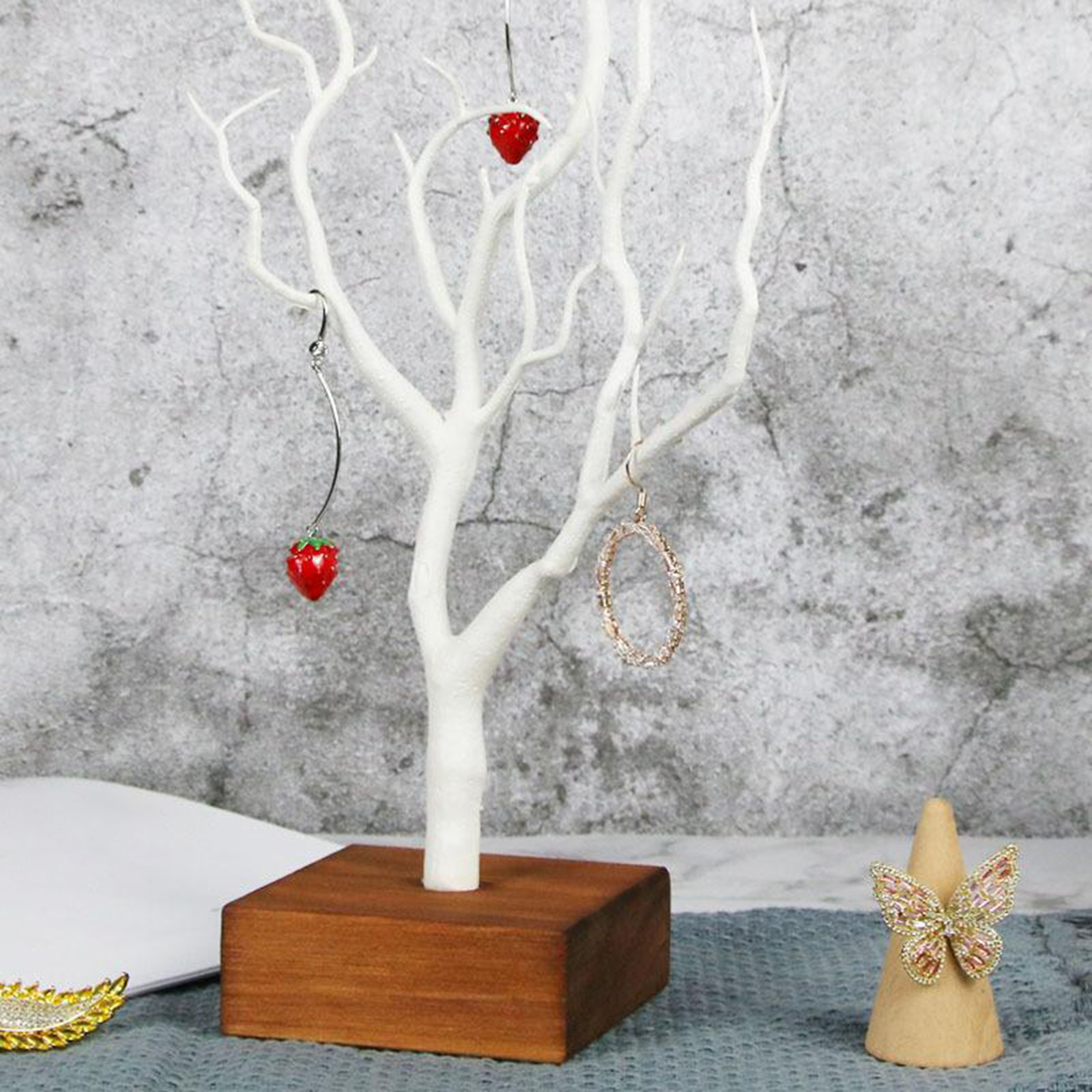 Jewelry Stand - Tree Jewelry Stand Display Rack Earring Necklace Ring Holder Organizer Color: White