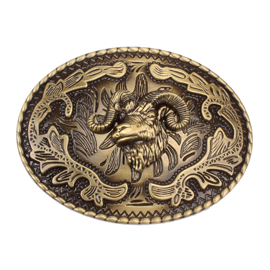 Alloy Western Belt Buckle Goat Head Shape Cowgirl Novelty Vintage Bronze