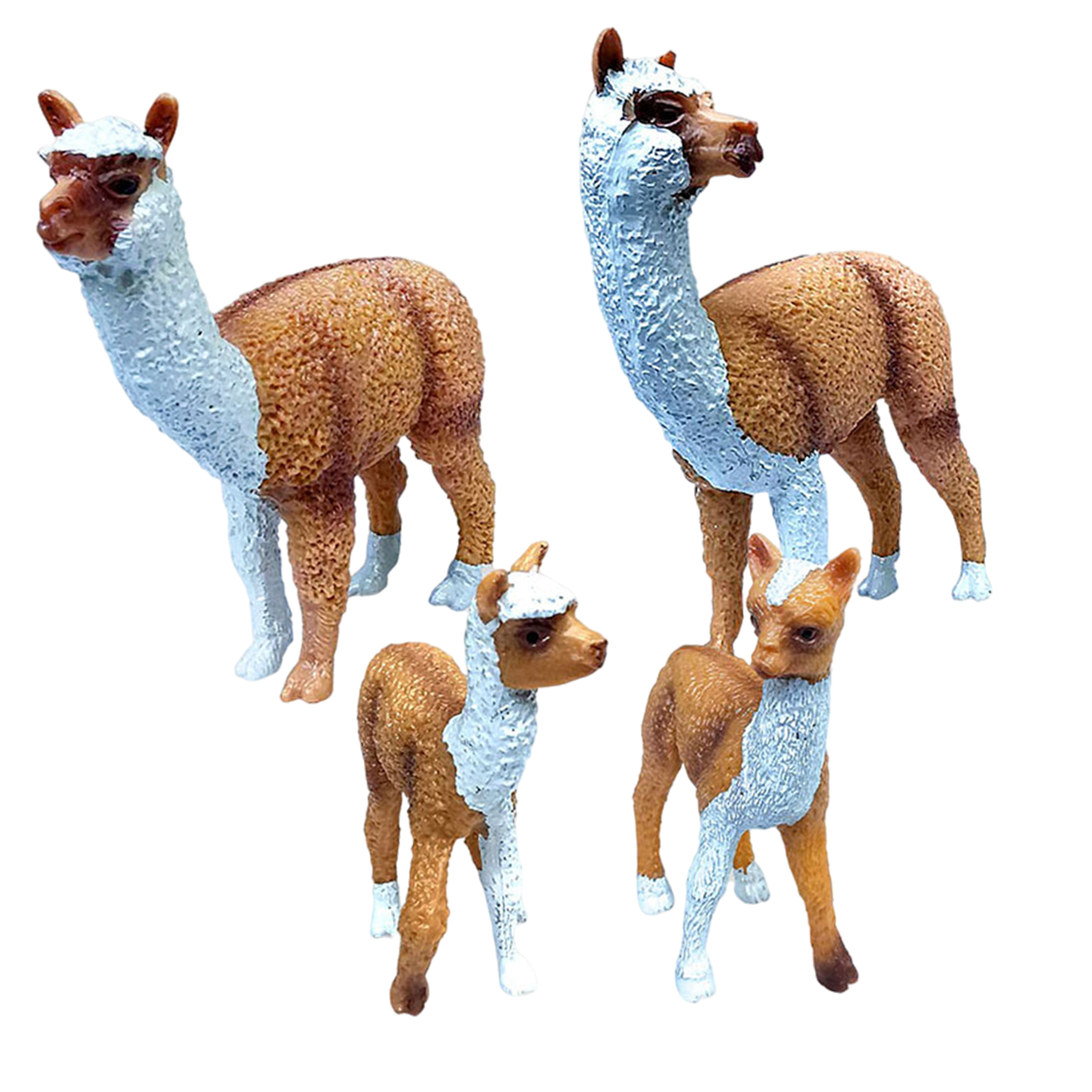 4/Set PVC Lifelike Alpaca Figure Plastic Zoo Animal Model Tabletop Ornaments