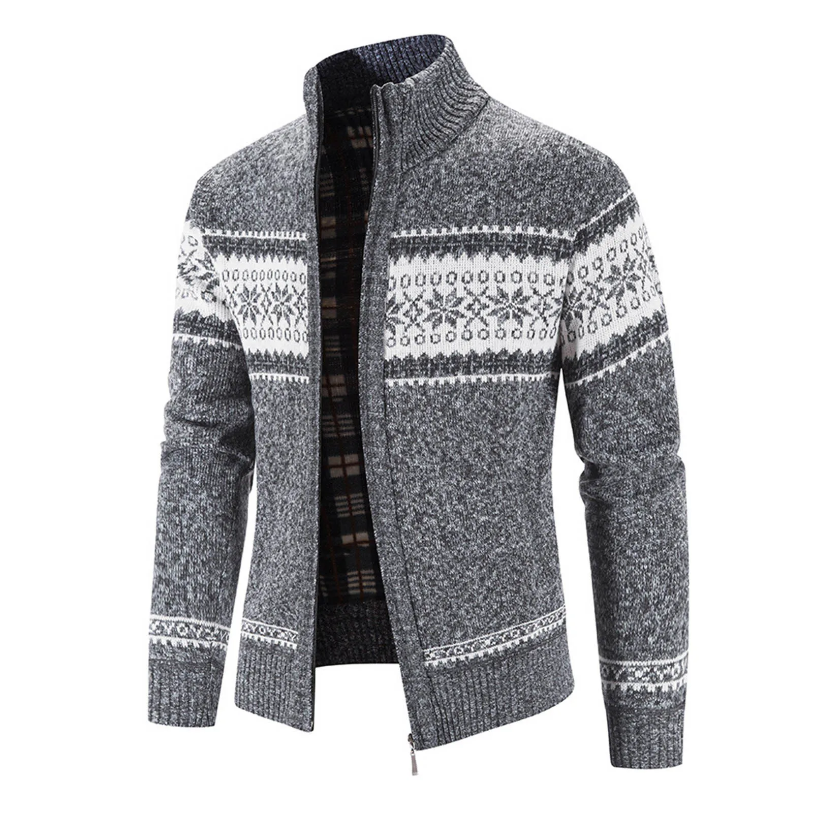 sweater crewneck Winter Thick Men's Knitted Sweater Coat Male Warm Ethnic Style Printing Stand Collar Sweater Jackets Men Autumn Casual Knitwear mens christmas sweater
