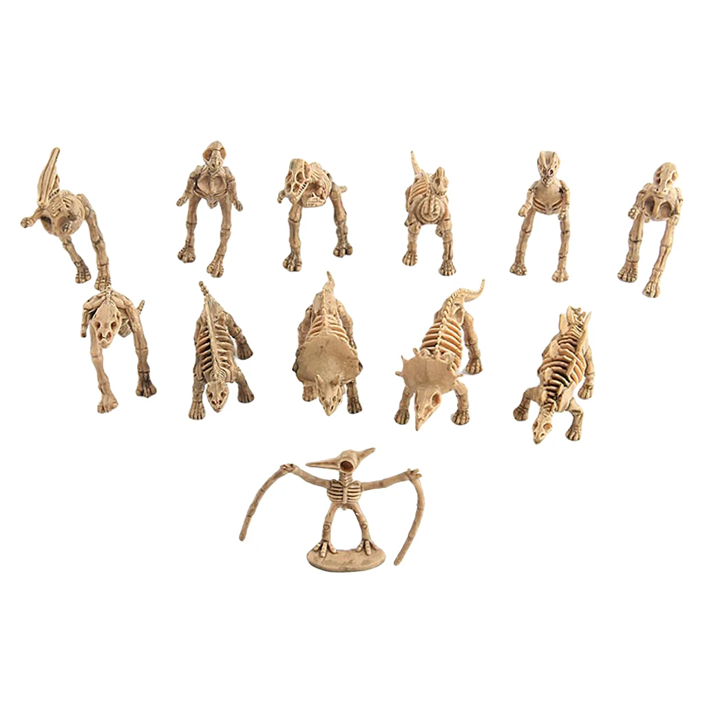 12pcs / Set Assorted Dinosaur Skeleton Figures Kids Toys Dinosaur Bones