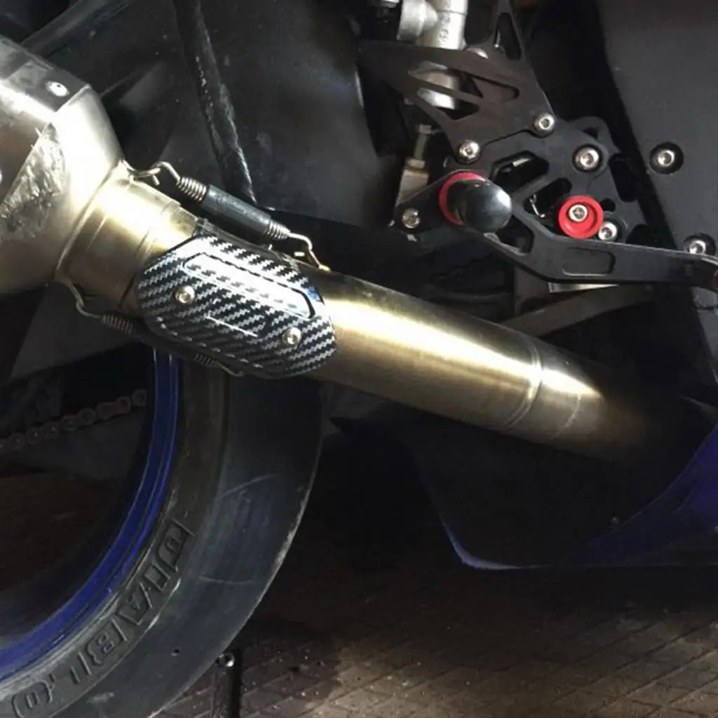 Motorcycle Exhaust Muffler Pipe Strengthen Heat Shield Cover Carbon Fiber