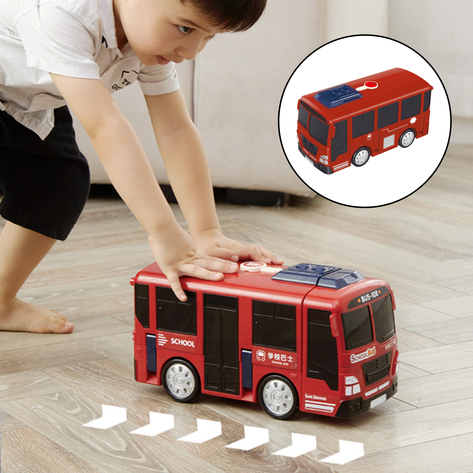 Multifunction Bus Toy Baby Deformation Toy Child Early Educational Multifunctional Car Driving Simulation Toy with Music Light
