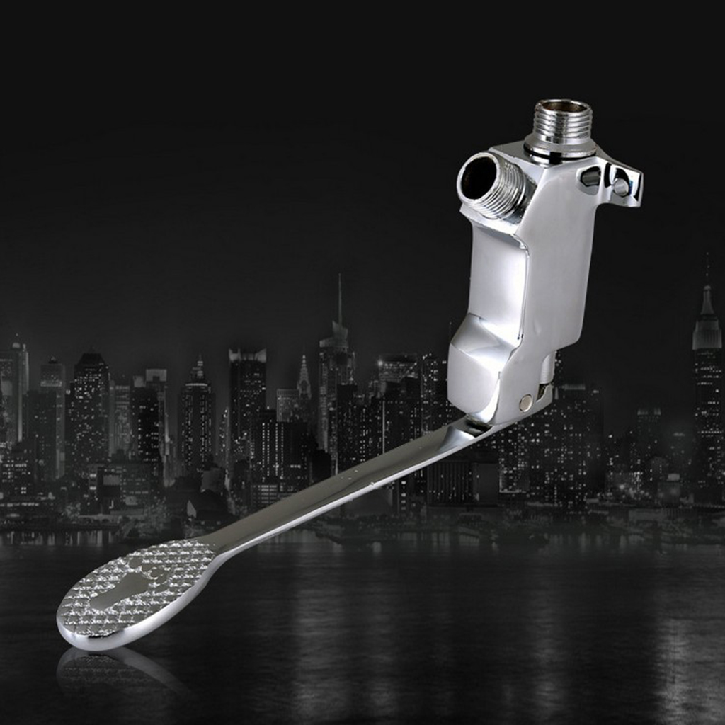 Switch Control By Floor Single Brass Foot Pedal Valve Polished Basin Faucet Single Cold Tap