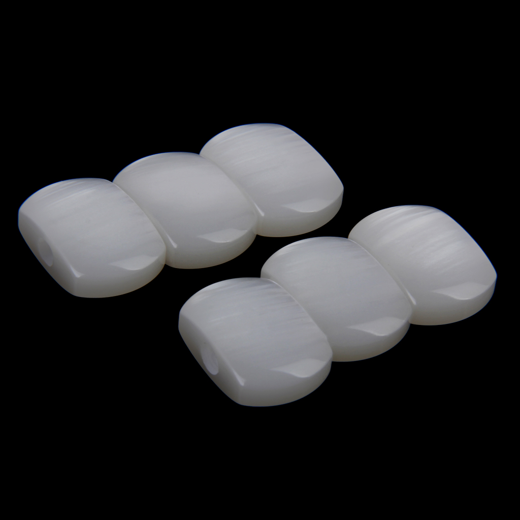 6 White Pearloid Acrylic Buttons For Guitar Tuner Machine Heads Tuning Keys