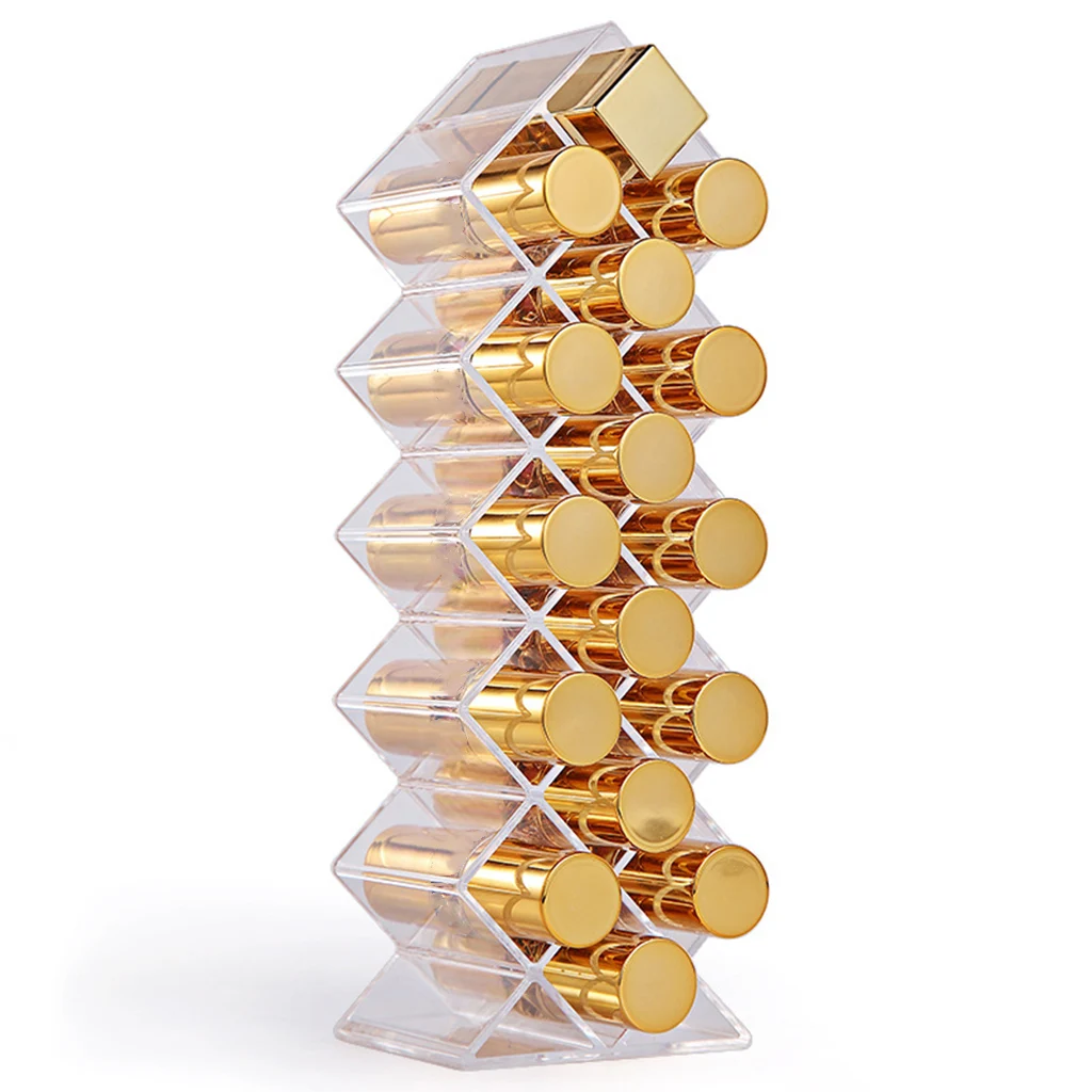 16 Plaid  -shaped Refillable Cosmetic Lipstick Rack Storage Box Organizer