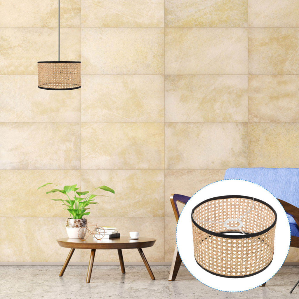 Lightshade rattan tecelagem lâmpadas capa estilo rústico