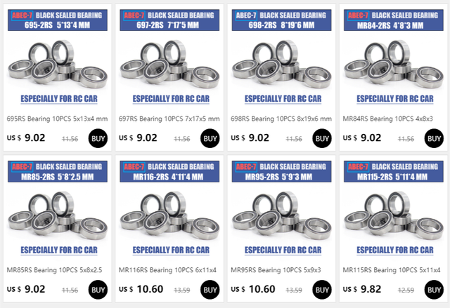 MR106RS Bearing 10PCS 6x10x3 mm ABEC-7 Hobby Electric RC Car