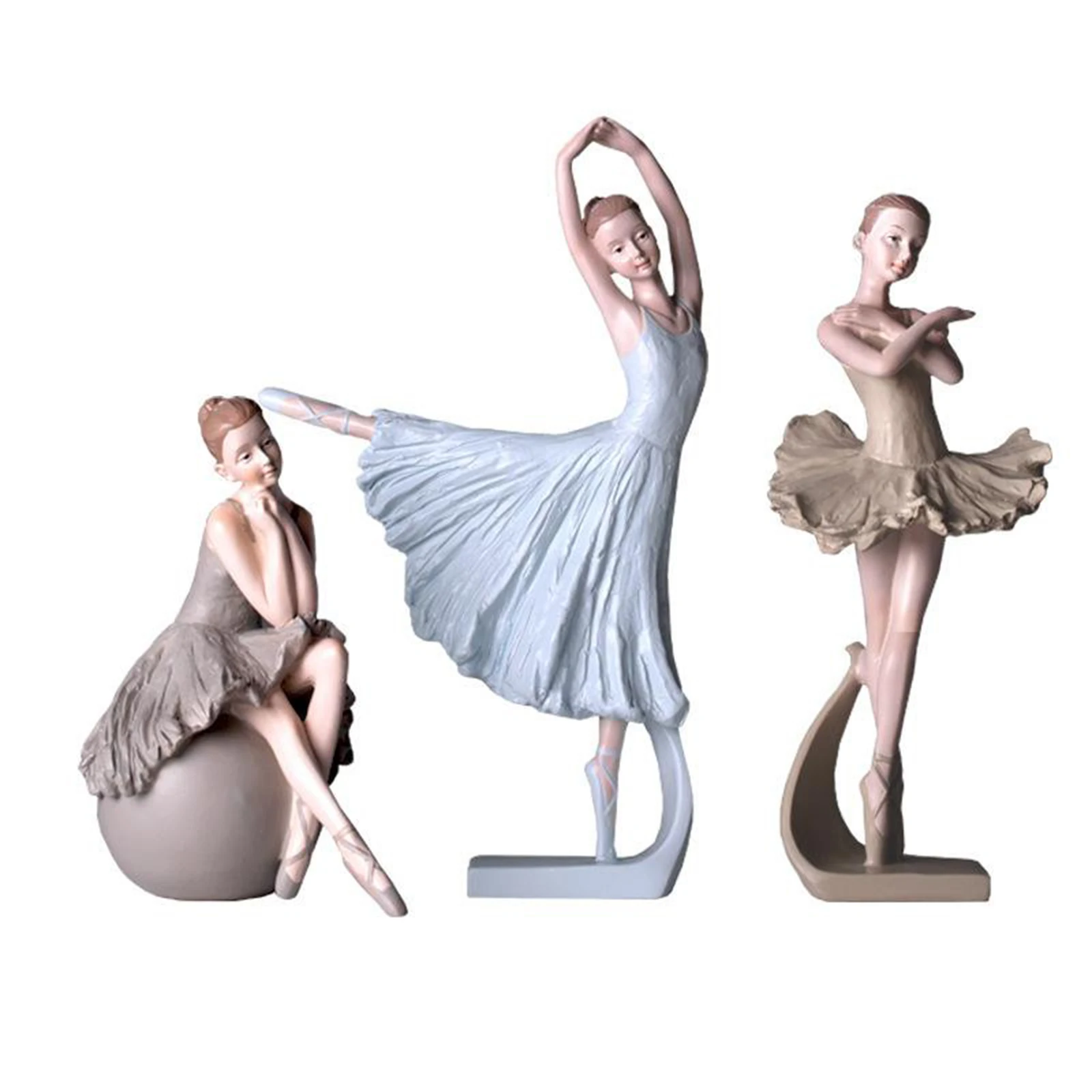 Resin Elegant Figurine Ballerina Ballet Dancer Desktop Ornament Statue Figurine Dancing Girl Statue Office Shelf