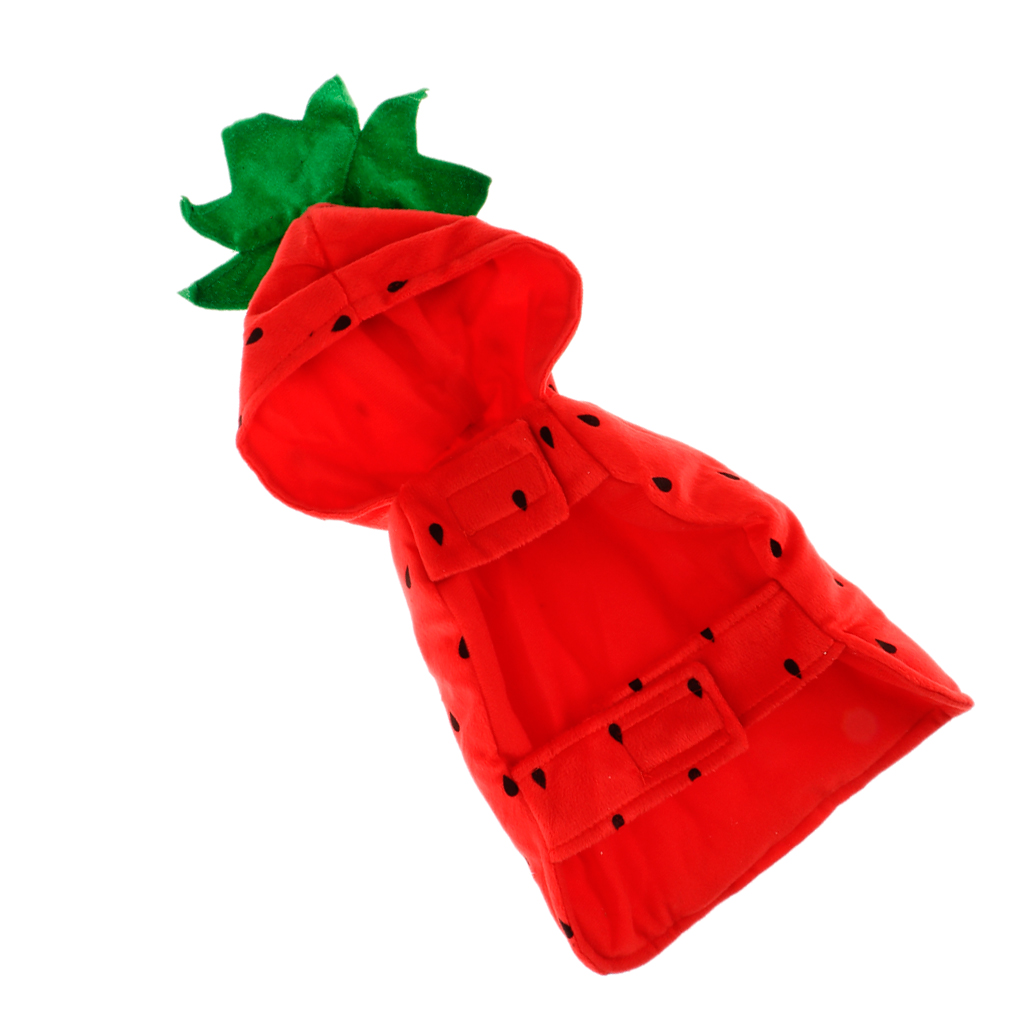 Cute Cat Costume Strawberry Hooded Clothes Halloween Daily Wear Pet Apparel