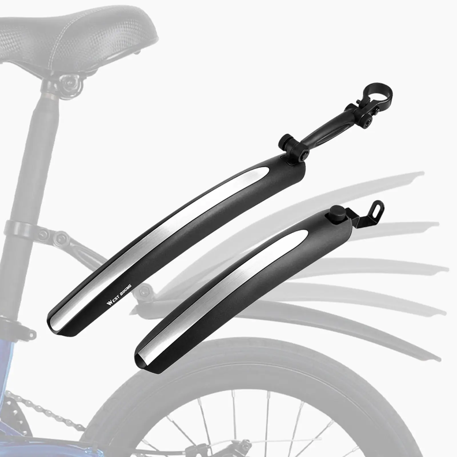 Road Bike Mudguard Set Adjustable Full Cover Mudflap Bicycle Fender Clip On Lightweight Plastic Bike for Folding Bikes Race Road