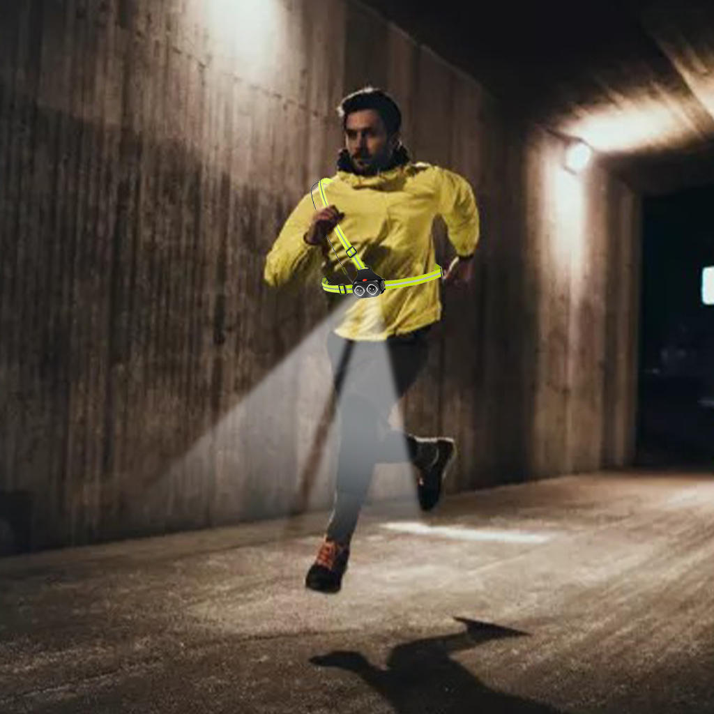 Running Light Chest Light USB Rechargeable Waterproof Adjustable LED for Hiking Camping