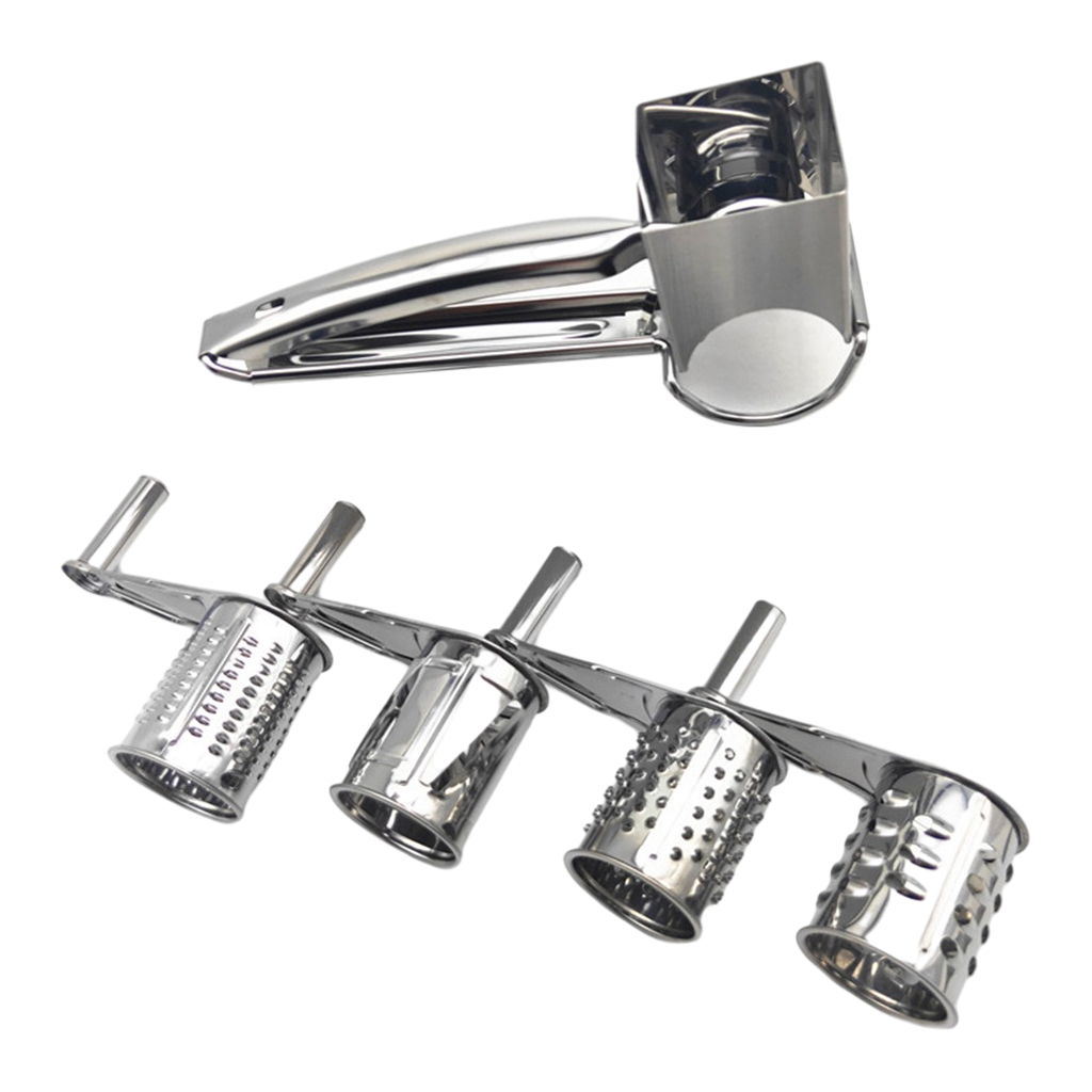 Rotary Cheese Grater Stainless Steel Cheese Chocolate Grater With 4 Different Drums Cheese Butter Grater Slicer