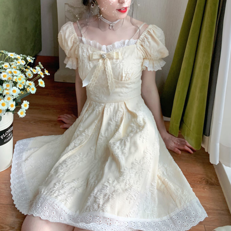 coreano princesa lolita vestido casual puff manga