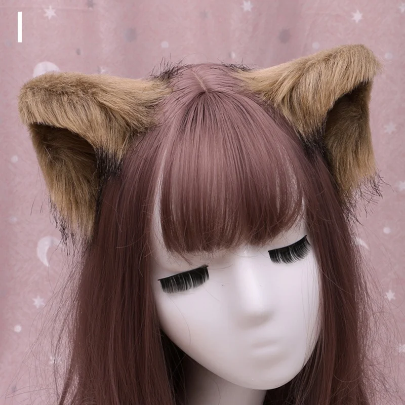 Cat Ears Fashion Sweet Lovely Furry Animal Beast Ear Hair Clips Anime Lolita Wolf Cat Ears Cosplay Plush Halloween Furry Costume witch costume women