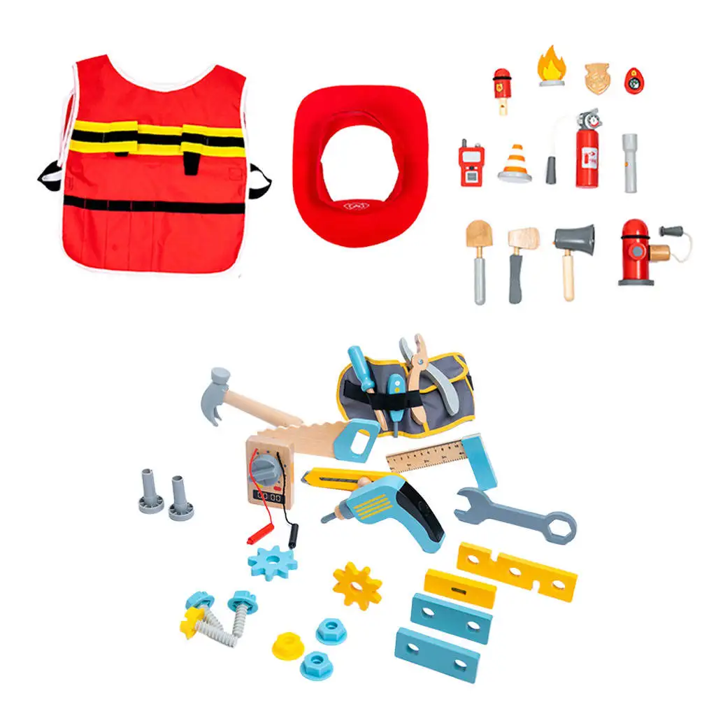Children`s Wooden Toy Set, Game Set to Recognize Different Occupations, Learning, Stimulate Imagination, Role Play,