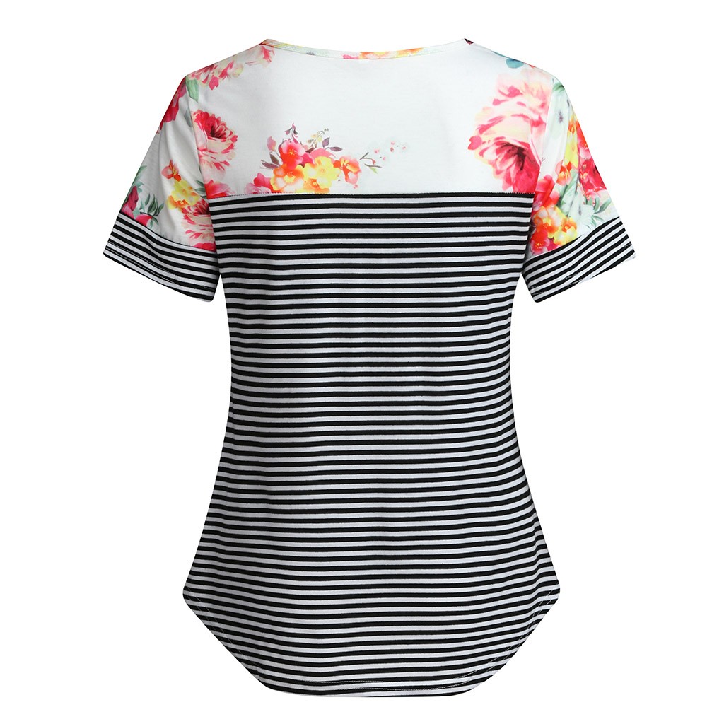 Camisa da Maternidade para Mulheres Roupas de Verão Camisas de Amamentação Roupas de Gravidez Outono Manga Curta Listra Enfermagem Superior Mais Tamanho 21 verão outono manga curta listra enfermagem superior