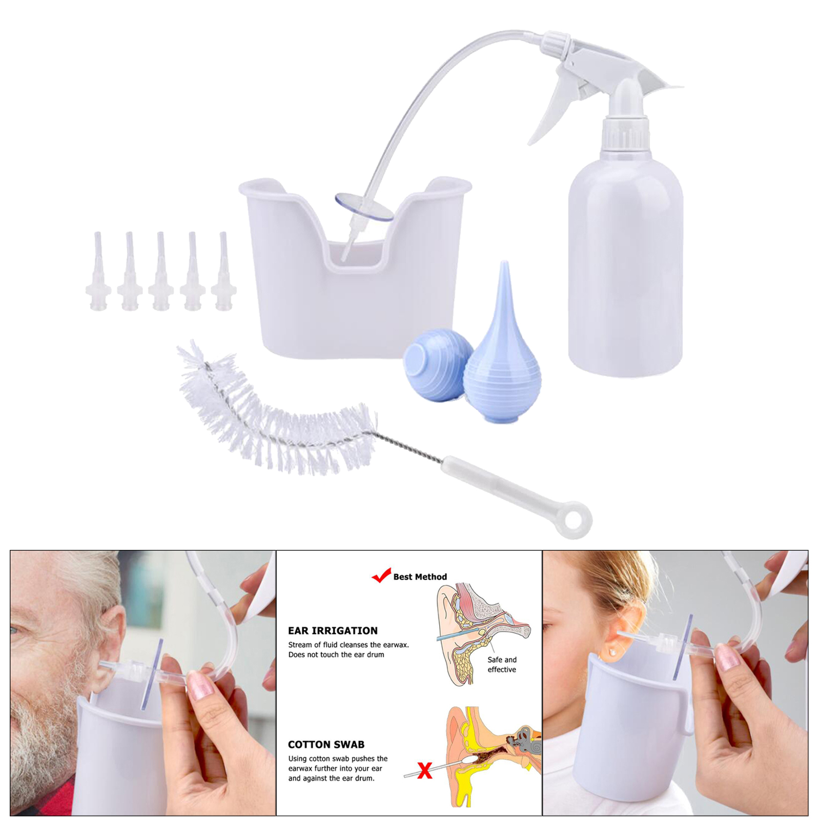Earwax Removal Set Ear Wax Washer Cleaner Tool With 5 Replacement Tips Bulb Syringe Ear Irrigation Washer Bottle System
