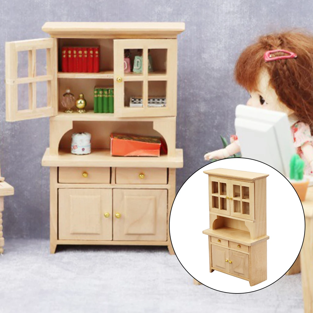 1:12 Dollhouse Miniature Furniture Model Wood Bookcase Toy Dollhouse Gifts