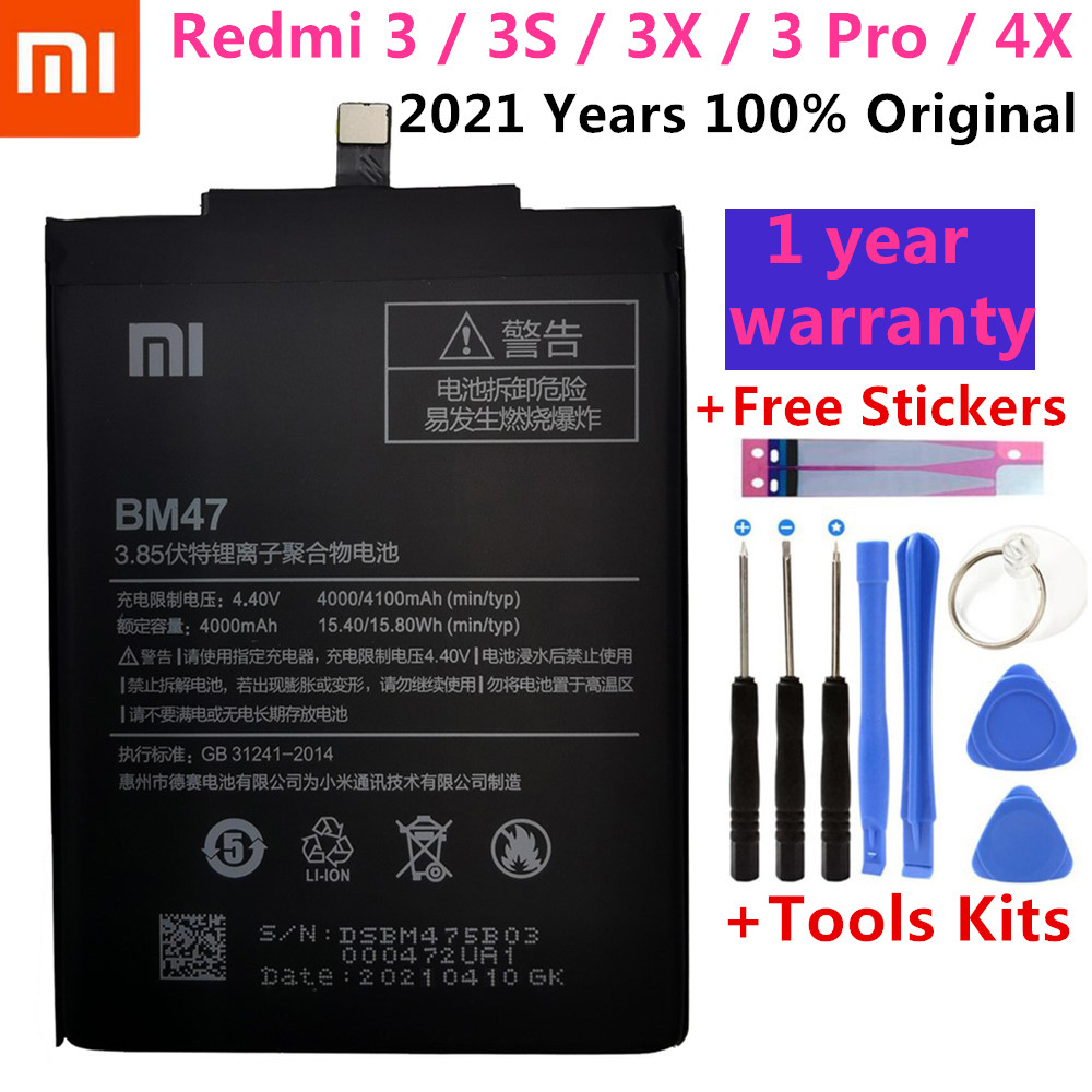 100 Original Xiaomi Redmi 3s Battery Bm47 High Quality Large Capacity 4000mah Battery Replacement For Redmi 3x Hongmi 3 S Bm47 Mobile Phone Batteries Aliexpress