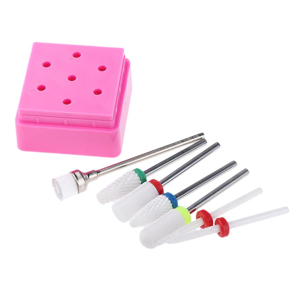 7Pc Ceramic Nail Art Polishing Head Drill Bit DIY Manicure Buffing Bits Set