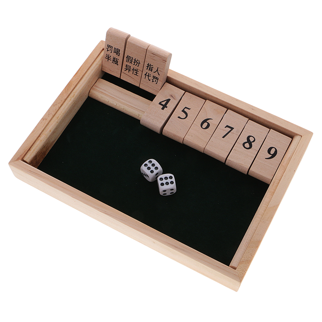 Wooden Number Drinking Game Board Game Shut the Box Set with Dices Adult Party Bar Wine Game Supplies Puzzle Game Kids Gift