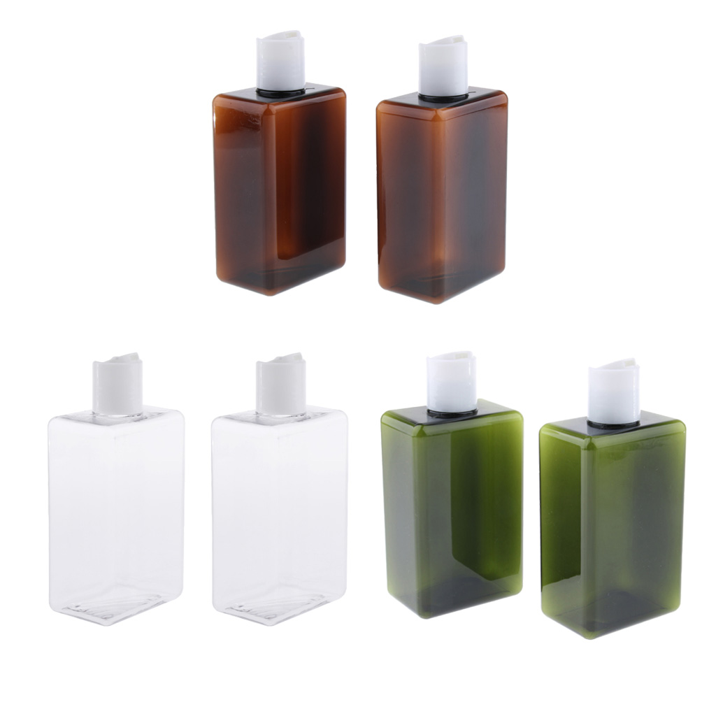 2Pcs 300ml Empty Plastic Bottles with Disc Top Flip Cap Travel Containers For Shampoo, Lotions, Liquid Body Soap, Creams