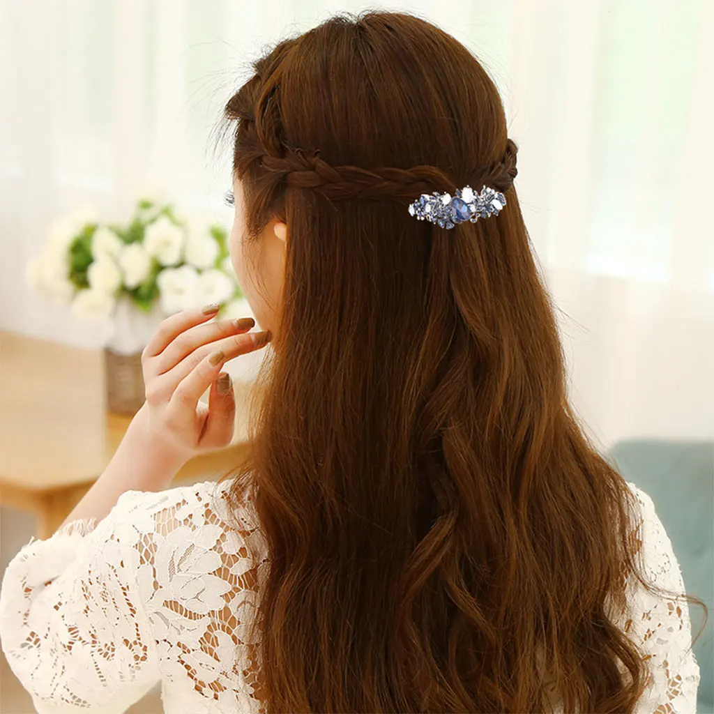 Hair Barrette Elegant Grip Flower Hairpin Clip Clasps for Formal Event Daily Wear Wedding Women Girl