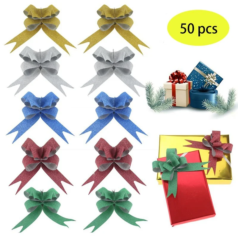 16 Pieces Christmas Bows for Present, Pull Bows for Gift Wrapping, Easy and  Fast Wrapping Christmas Gift Bows with Ribbon, Holiday Gift Bows for