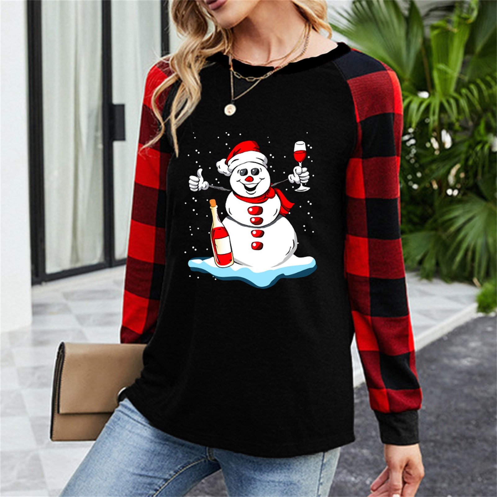 Christmas Tree Print T Shirt Women 