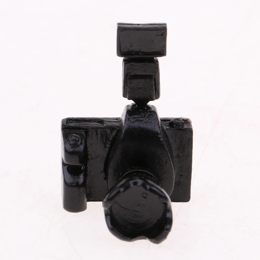Dollhouse Miniature Detachable SLR Camera Toys 1/12 Scale Ornament Black