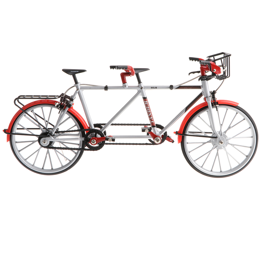 1/10th Racing Bike Tandem Model Alloy Simulated Road Bicycle Model Decoration Gift, Red